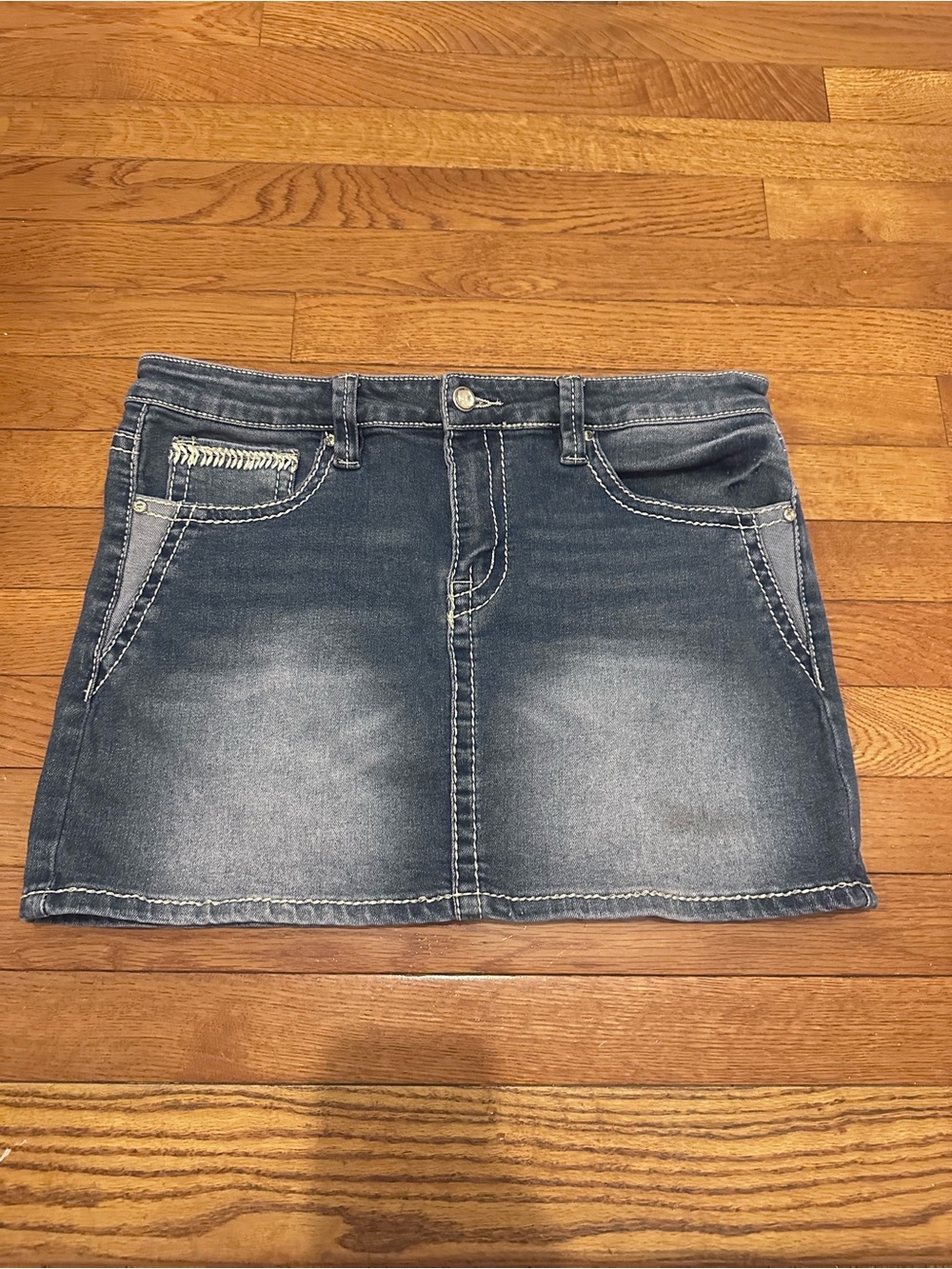 Nordstrom Washed Blue Denim Mini Skirt